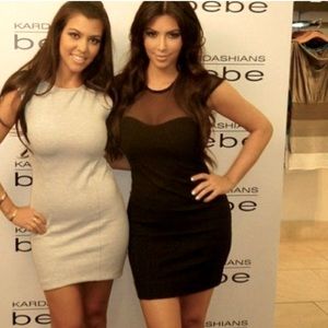 Bebe Kardashian black mesh dress